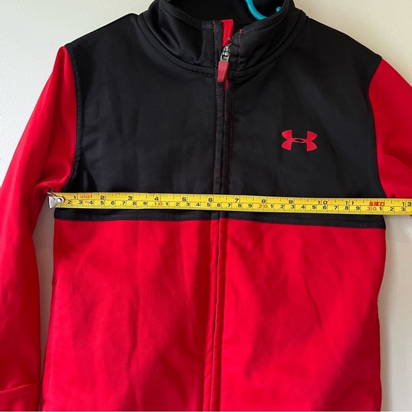 🌼 5/$25 Under Armour Kids Red Black Full Zip Sweater Size 4 FLAWED Play Daycare - Picture 7 of 11